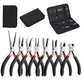 Juego de 8 Alicates para Joyas, Pinzas para Kit Fabricación de Joyas, Herramientas Manuales, Alicates Kit para Hacer Pulseras, Pinzas para Joyería, Herramientas Portátiles para Joyería