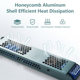 SUCIKORIO LED Driver 12V 300W Ultra Slim LED Power Supply 110V AC to 12V DC 25A 300 Watt Quiet Low Volt Converter LEDs Transformer Constant Voltage for LEDs Strip Lights, Indoor