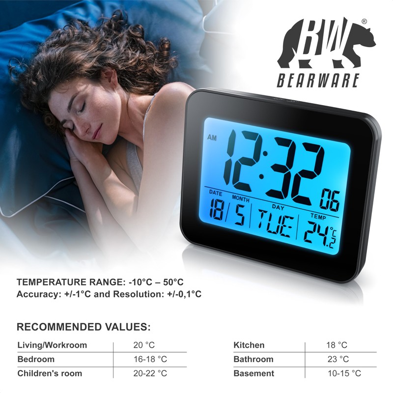 Digital Alarm Clock for Bedrooms, Bedside Clock with 3,5" (9cm)