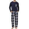 TeJoyce Mens Pyjamas Set Cotton Long Sleeve and Checked Pants