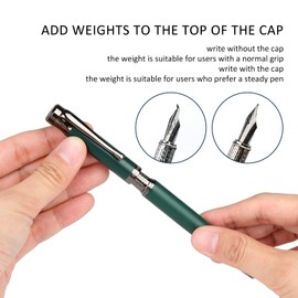 BOCIYER Luxury Fountain Pen Set Super version,Fountain Pens for Writing,Medium Nib and Calligraphy Nib(Bent Nib),2 sets of ink supply systems,Best Pen Gift Case for Men & Women,Office,Executive(Green)