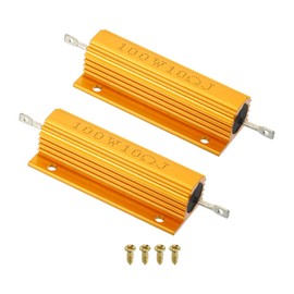 PATIKIL 100W 10 Ohm Aluminum Shell Resistor with Screws, 2 Set Aluminum Housing Resistor Housed Case Wirewound Resistors Screw Tap Power Resistor, Golden