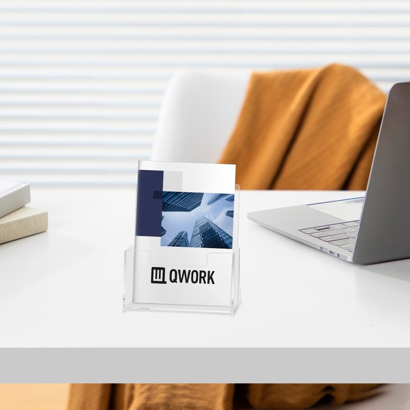 QWORK® 2 Pack A5 Acrylic Freestanding Brochure, Flyer Stand, Transparent