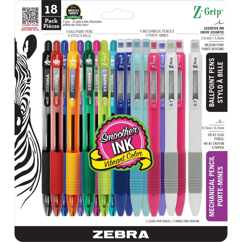Zebra Pen Zebra Pen Z-Grip Retractable Ballpoint Pen, Medium Point,