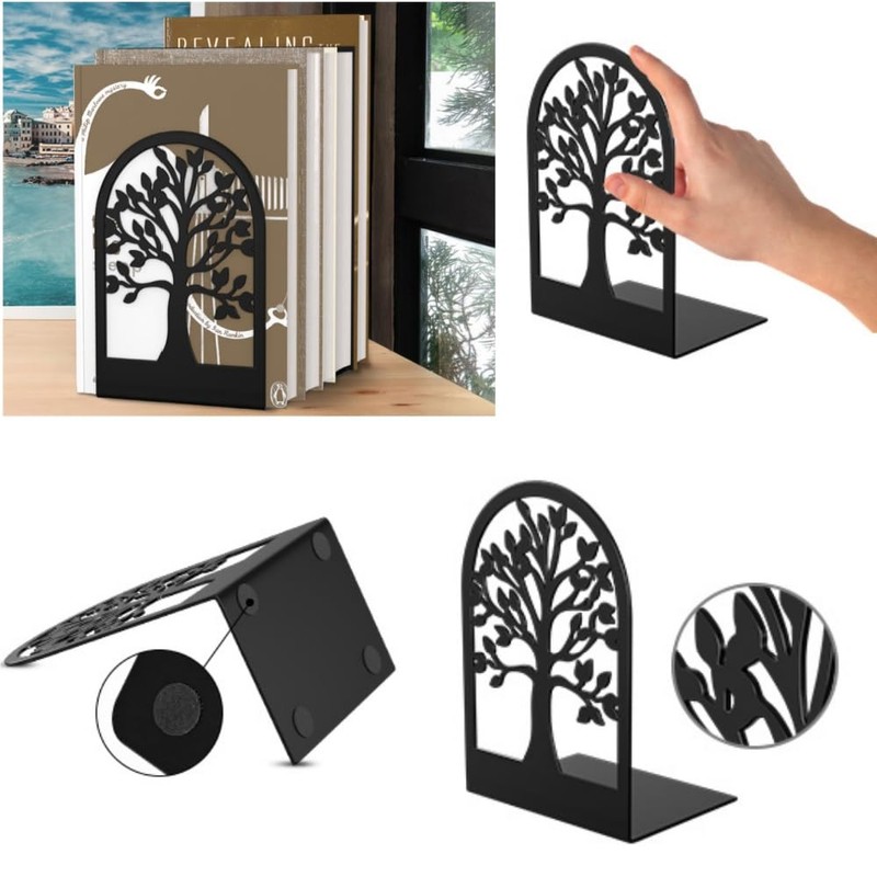 DACUAN Metal Bookend, 4 Packs Durable Book Holders, Book Shelf
