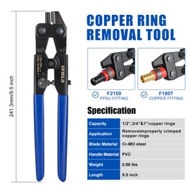 PEX Ring Removal Tool with Pex Pipe Cutter - Removes 1/2"-1" PEX Rings(Forging Process) with PEX Pipe Cutter