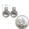 WARIDAR 12mm Tahitian Platinum Grey Faux Pearl Stud Earrings with