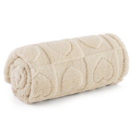 BEDSURE Washable Dog Blanket for Small Dogs - 80 x 60 cm Dog Blanket Sofa Made of Coral Fleece, Dog Blanket Fluffy and Soft, Cat Blanket for Cats, Pet Blanket for Travel, Sofa, Cream White