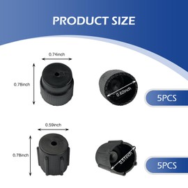 Dogary 10 PCS A/C Port Caps Valve Core, Sealed Heat-resistant ABS AC Repair Cap Kit, Low & High Side for Standard Ports, Universal for Most Cars (Black)