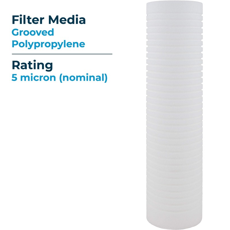 SpiroPure SP-AP110 10x2.5 5 Micron Grooved Melt-Blown Polypropylene Sediment Water
