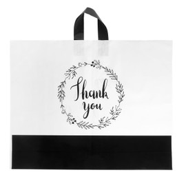 Camtoms Thank You Bags with Handles | 19x15 60 Pack White 3 Mil Plastic Retail & Boutique Gift Bags