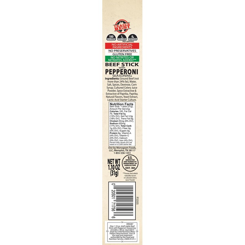 Trail's Best 1.1oz Pepperoni Sticks – 16 Count Tubs (6