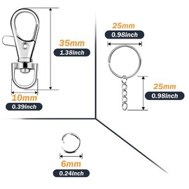 100 Pcs Swivel Snap Hook and Key Rings with Chain and Jump Rings for Keychain Lanyard DIY Jewelry Crafts Accessories(50 Lanyard Snap Hooks+50 Key Ring with Chains)