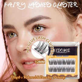 BERSHNOR Wispy Self Adhesive Eyelashes Clusters No Glue Needed Natural Look False Lashes Extensions Wispy Fluffy Faux Mink Lash Clusters Glueless Lashes