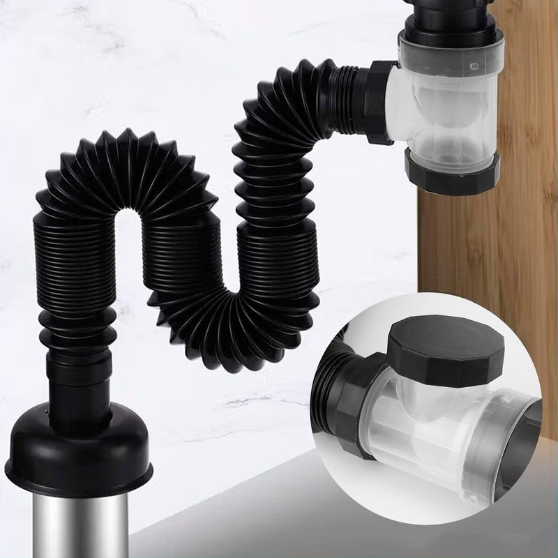 Flexible Drain Hose, CHSEROK Black Drain Fitting for Sink Drain