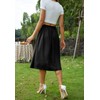 HERBATOMIA Pleated Midi Black Skirt High Elastic Waist A-line Casual