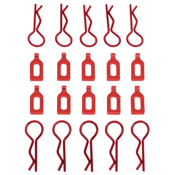 DKKY DKKY Racing 8PCS Aluminum Body Clips with Tabs Body Shell Buckle R Pins R Clips for Sledge ARRMA Mojave Limitless Infraction 1/8 RC Model Crawler Car (Red)