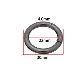 20 Pcs Spring O Rings, 30 mm Round Carabiner Snap, Zinc Alloy Buckle O Clips for DIY, Keyrings, Bags, Camping, Black