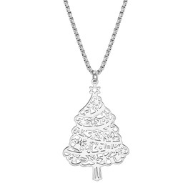 RAIDIN 18K Gold Silver Plated Stainless Steel Cute Christmas Necklace for Women Girls Fashion Jewellery Pendant Gifts for Holiday Party Decorations, Stainless Steel, No Gemstone