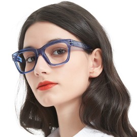 MARE AZZURO Large Reading Glasses +1.00 Women Designer Square Readers 1.0 1.25 1.5 1.75 2.0 2.25 2.5 2.75 3.0 3.5 4.0 5.0 6.0 (Blue, 1.00)