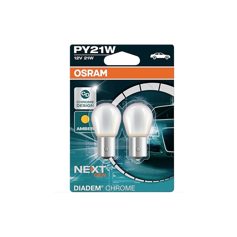 OSRAM DIADEM CHROME PY21W halogen, signallamp, turn signal light, 7507DC-02B,