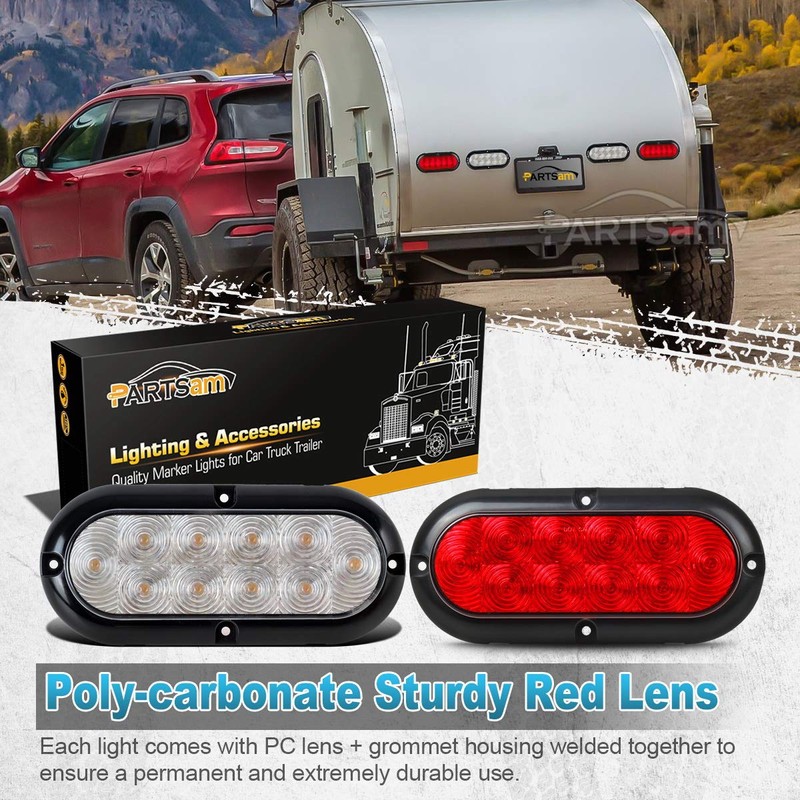 Partsam 4Pcs 6 Inch Oval Led Trailer Tail Lights Kit