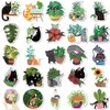 50PCS Cat and Plant Sticker Pack Cute Cat Designs with
