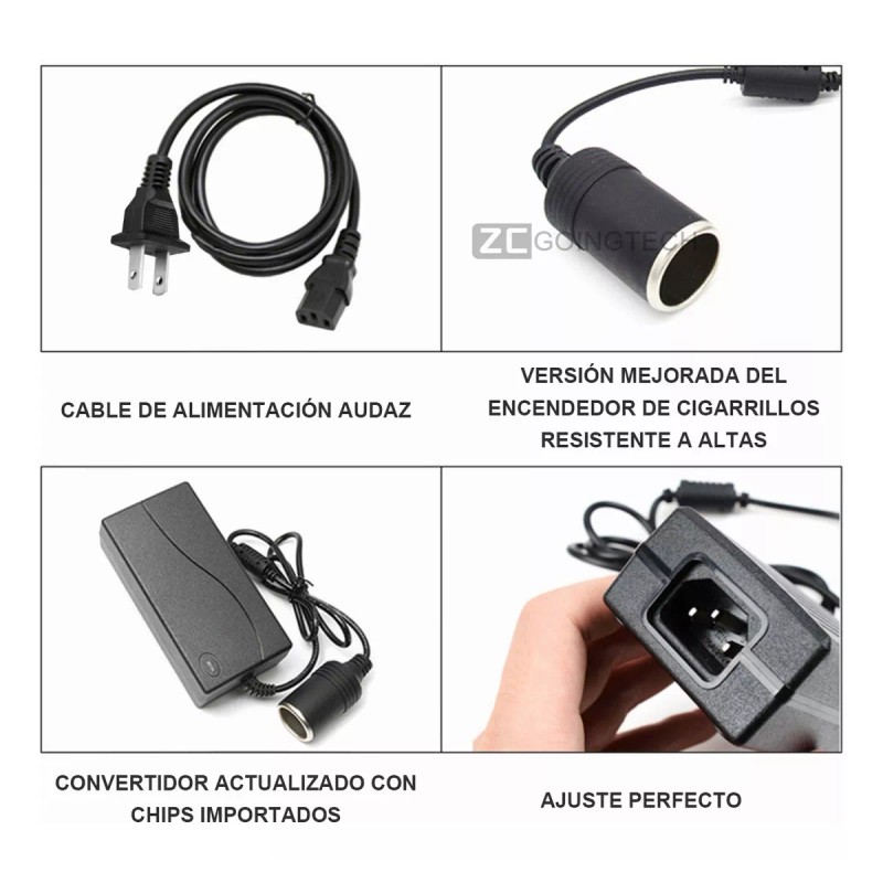 Zcgoingtech Adaptador De Corriente Encendedor Coche 110v Ac A 12v