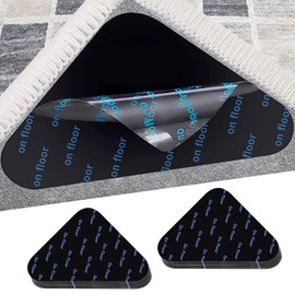 Rug Gripper Anti Slip Pads – 10PCS Triangle Reusable Rug Grippers – Carpet Stickers for Hard & Laminate Floors – Strong Non Slip Mat Clips for Area Rugs, Living Room & Bedroom