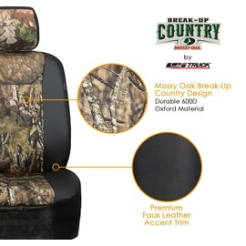 LPI Truck Mossy Oak Heavy Duty Car Seat Covers for Front Seats; Fits Sedans and SUVs, Includes Front and Rear Storage Pockets, Built-in Molle Style Organizer; Semi-Custom Fit; 2pcs