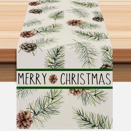 ZCHOMI Pine Cones Christmas Table Runner 13x72 Inch Winter Pinecone Branches Merry Christmas Seasonal Kitchen Dinning Table Decoration for Home Party Decor