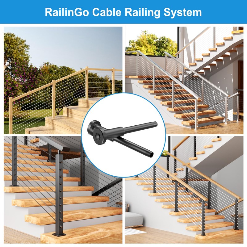 RailinGo 50Pack 1/8" Black Invisible Cable Railing Kit, T316 Stainless