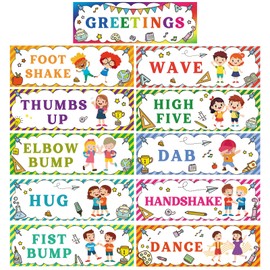 JUESMOS Classroom Greeting Choice Poster - Greetings Poster for Classroom Decorations Classroom Rules Posters Social Greeting Poster for Classroom Must-Haves Elementary School Teacher Supplies