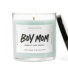 ThreeKin Scented Candles for Boy Mom, Natural Soy Wax Candles for Home, Relaxing Aromatherapy for Moms, Driftwood Essential Oils with a Hint of Chaos, Long Lasting Candle Burns for 75 Hours