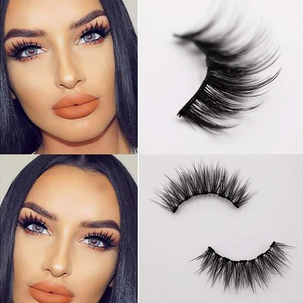Arishine Magnetic Eyelashes with Eyeliner Synthetic Fiber Material| 3D Magnetic Lashes| Natural Round Look| Soft & Lightweight|Reusable|Waterproof|100% Handmade & Cruelty-Free 16mm Fluffy Lashes