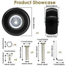 Pack of 4 Luggage Replacement Wheels Rubber Replacement Wheels Suitcase Replacement Wheels Luggage Case Wheel Rubber Swivel Castors Suitcase Wheels Replacement Wheels Universal Luggage Replacement Wheels for Suitcase Luggage (50 mm x 18 mm)