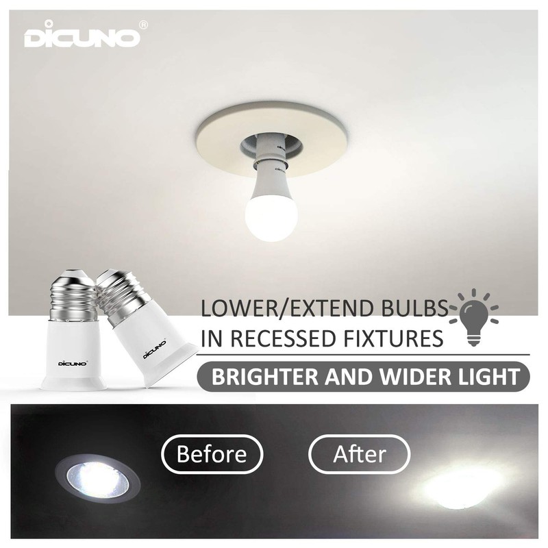 DiCUNO E26 to E26 Socket Extender, 3CM/1.18IN Socket Extension, 165℃