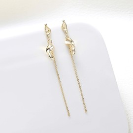 VIKI LYNN Ardent 18K Gold Plated Dancer with Chain Dangle Earrings for Women, 925 Sterling Silver with 18K Gold Plated