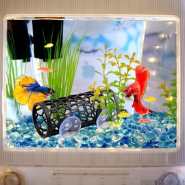 Fish Bed Tunnel, Unique Betta Fish Tunnel, Hollow Betta Fish Hideout with Suction Cups, Safe Small Hole Aquarium Decorations Hideout for Fish Tank, Aquarium (Black)