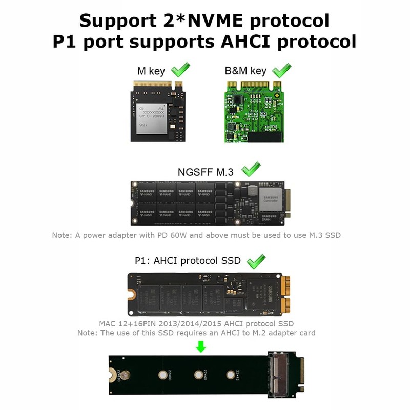 M.2 NVMe SSD Dock AHCI Duplicator Cloner USB3.2 20G SSD