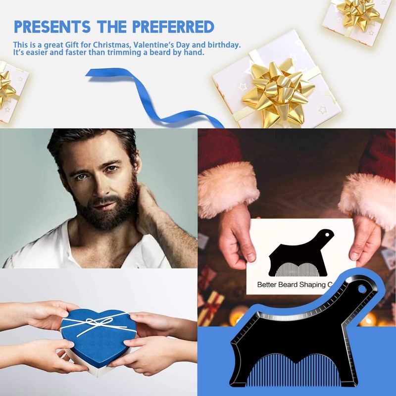 Beard Shaping Stencil Tool, Dikkar Beard Guide Shaper with Built-in