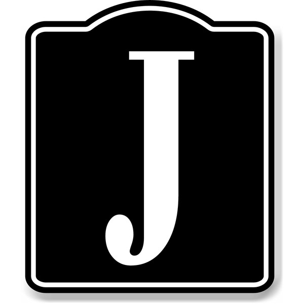 Letter J Bin Aisle Row Marker Label BLACK Aluminum Composite
