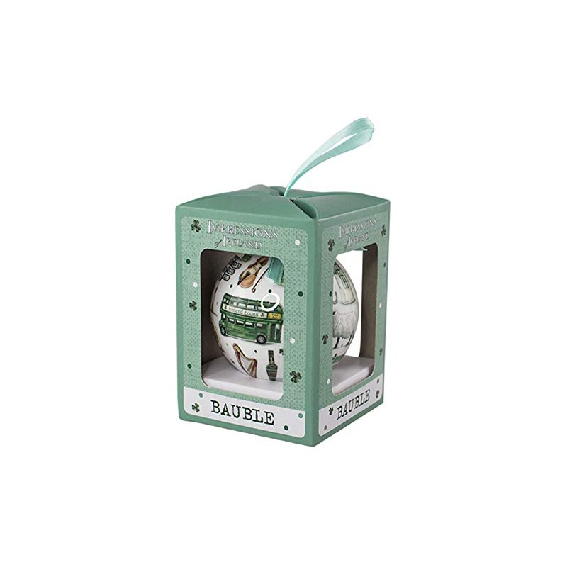 Impressions Of Ireland White Bauble With Irish Scenes Design