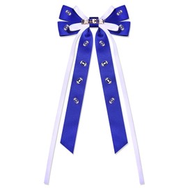 Boderier Football Hair Bows for Women Game Day Hair Bows Clip Silky Satin Ribbon Hair Clips Sports Fan Outfits Hair Accessories for Women Blue White