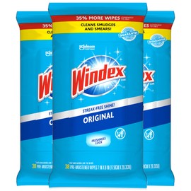 Windex Glass and Surface Pre-Moistened Wipes, Original, 38 Wipes, 3 ct
