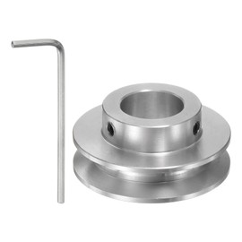 sourcing map Single Groove Pulley 16 mm Fixed Bore 40 mm Outer Diameter Aluminium Alloy with Hex Key for Drill 6 mm PU Round Belt