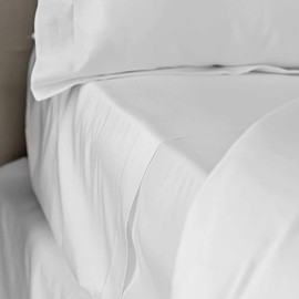 Provence - Egyptian Cotton 500 Thread Count Double Flat Sheet, 210x280 cm, White, Luxury Bedding Made in Portugal