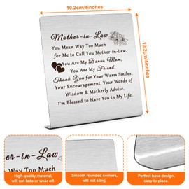 Appreciation Desk Decorations Mother In Law Gifts from Daughter In Law Best Mom Ever Gifts Thank You Gift for Mother in Law Desk Decoration Plaque for Home Office Wedding Day Mother's Day Present