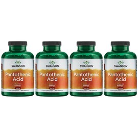 Swanson Pantothenic Acid (Vitamin B-5) Energy Metabolism Nerve Function Support 500 mg 250 Capsules (4 Pack)
