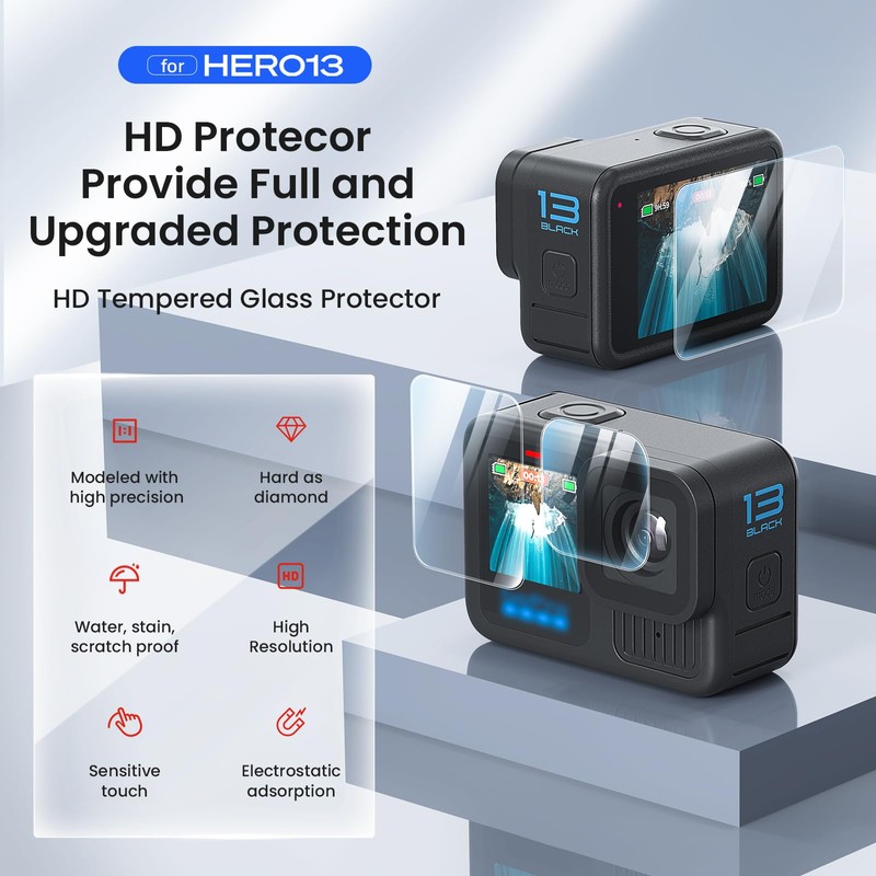 Aovee Silicone Protective Case Cover,Screen and Lens Protector for GoPro